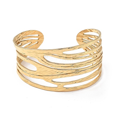 Ion Plating(IP) 304 Stainless Steel Cuff Bangles for Women BJEW-Z078-02G-1