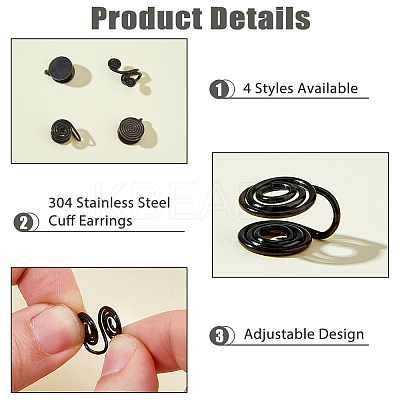 16Pcs 4 Styles Alloy & 304 Stainless Steel Cuff Earrings EJEW-HS0001-17-1
