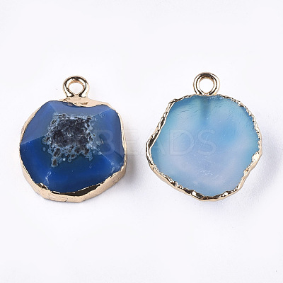 Electroplate Natural Agate Pendants G-T112-18E-1