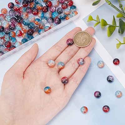 200Pcs 8 Colors Two Tone Transparent Crackle Glass Beads GLAA-AR0001-44-1