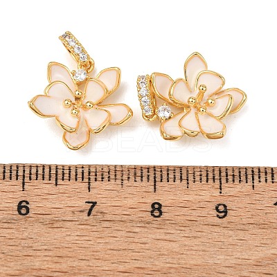 Brass Micro Pave Clear Cubic Zirconia Enamel Pendants KK-G543-08G-01-1