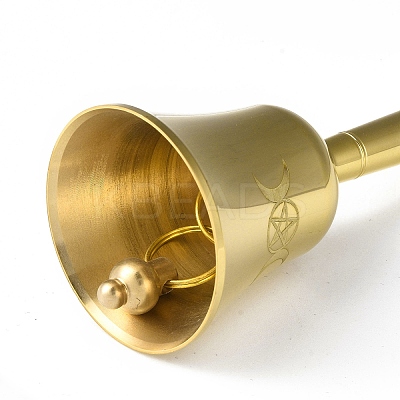 Triple Goddess Pentagram Brass Hand Bell AJEW-E052-01G-02-1