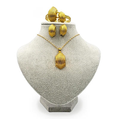 Hexagon Alloy Pendant Necklaces & Hoop Earrings & Cuff Bangles & Rings for Women FS-WG5B3B6-01-1