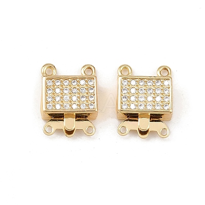 Brass Micro Pave Clear Cubic Zirconia Box Clasps KK-L255-02G-02-1