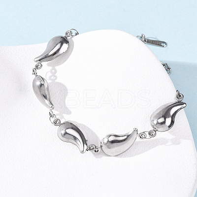 304 Stainless Steel Teardrop Shape Link Bracelets for Women BJEW-L706-05P-1