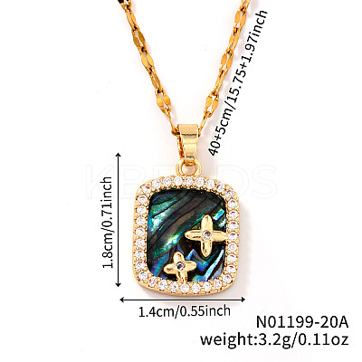 Simple Brass Clear Cubic Zirconia Square Star Pendant Necklaces WB2373-2-1