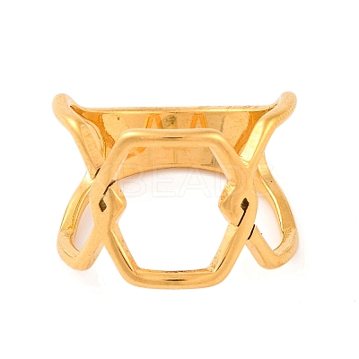 Ion Plating(IP) 304 Stainless Steel Hollow Hexagon Finger Rings for Women RJEW-S414-26B-G-1