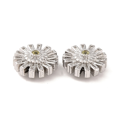 Brass Micro Pave Clear Cubic Zirconia Beads KK-S389-17P-1