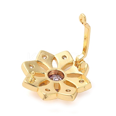 Brass Micro Pave Clear Cubic Zirconia Fold Over Clasps KK-G505-08G-1