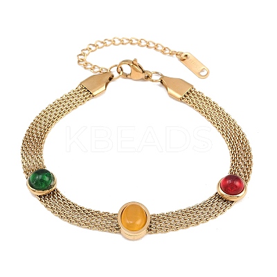 304 Stainless Steel & Resin Oval Link Chains Bracelets for Women BJEW-B171-01G-1