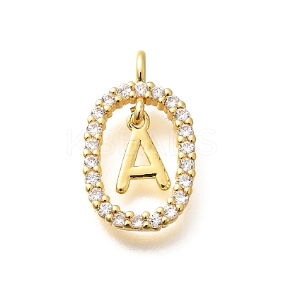 26Pcs Letter A~Z Brass Micro Pave Cubic Zirconia Pendants ZIRC-P123-01G-01-1