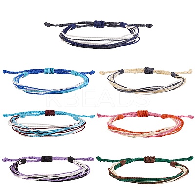 Waxed Polyester Cord Bracelets Set BJEW-SW00031-1