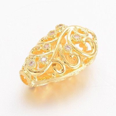 Brass Micro Pave Cubic Zirconia Beads ZIRC-K031-02G-1