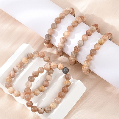 Natural Sunstone Stretch Bracelets BJEW-E373-10mm-04-1