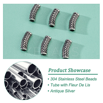 6Pcs 304 Stainless Steel Beads STAS-UN0049-29-1