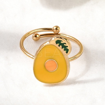 Adjustable 304 Stainless Steel Enamel Cuff Rings for Women RJEW-B152-01G-03-1