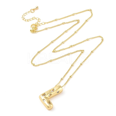 Brass Micro Pave Clear Cubic Zirconia Pendant Necklaces NJEW-Z038-01G-L-1