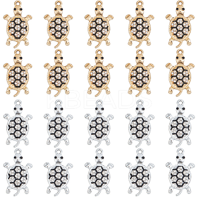 20Pcs 2 Colors Alloy Rhinestone Pendants ENAM-SC0004-47-1