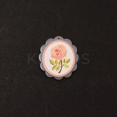Opaque Embossed Printed Acrylic Pendants MACR-CJC0003-09A-1