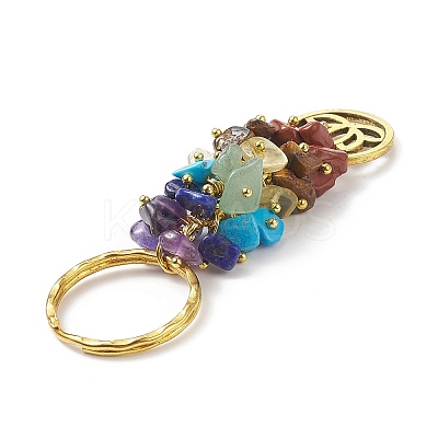 Chakra Natural Gemstone Chip Pendant Keychain KEYC-JKC00414-04-1