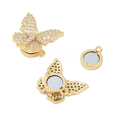 Brass Micro Pave Clear Cubic Zirconia Magnetic Clasps KK-C066-13G-1