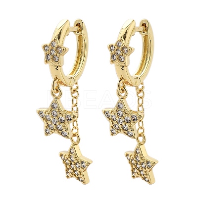 Brass Micro Pave Clear Cubic Zirconia Huggie Hoop Earrings EJEW-K083-43G-1
