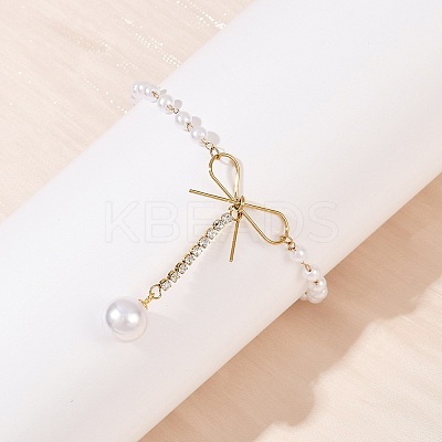 304 Stainless Steel & Crystal Rhinestone Charm Bracelets BJEW-G755-03G-1