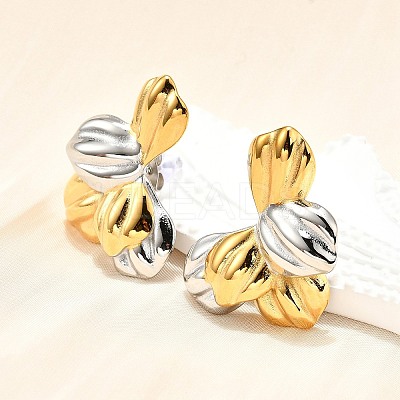 304 Stainless Steel Two-tone Stud Earrings for Women EJEW-R023-01GP-07-1