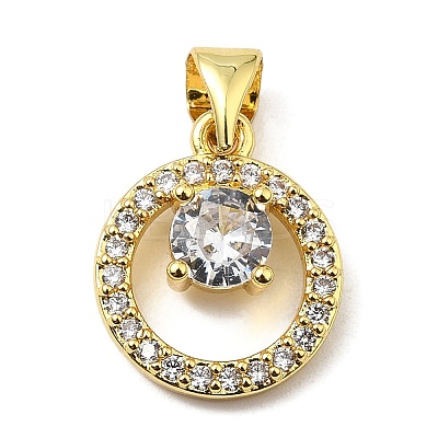 Rack Plating Brass Micro Pave Clear Cubic Zirconia Pendants KK-Q784-26G-1