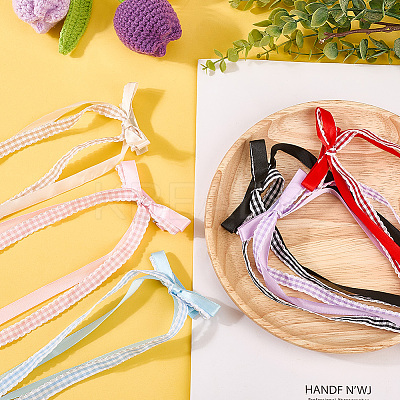 6Pcs 6 Colors Lace Bowknot Polyester Alligator Hair Clips PHAR-CY0001-02-1