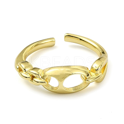 Brass with Cubic Zirconia Open Cuff Ring RJEW-B051-12G-1