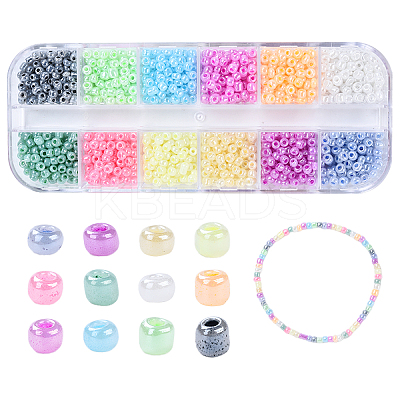 48G 12 Colors Glass Seed Beads SEED-YW0002-73-1
