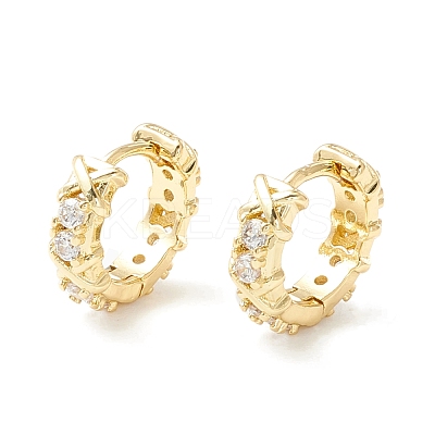 Clear Cubic Zirconia Chunky Hinged Hoop Earrings for Women EJEW-P196-24G-1