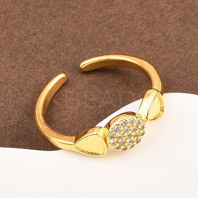 Brass Micro Pave Cubic Zirconia Cuff Rings for Women RJEW-Z113-19-1