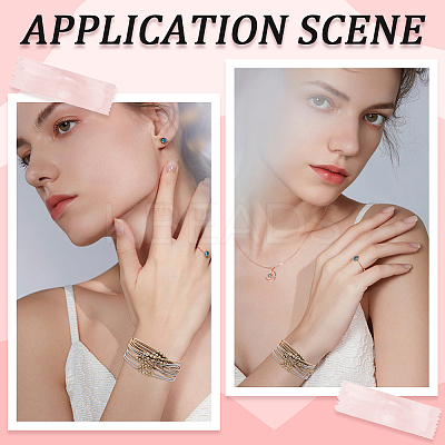 16Pcs 2 Colors Stainless Steel Satellite Chains Stretch Bracelet for Women BJEW-SP0001-18-1