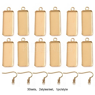 DIY Rectangle Tray 304 Stainless Steel Dangle Earring Naking Kits DIY-CC0001-26-1