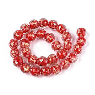 Handmade Gold & Silver Foil Glass Beads FOIL-N030-03A-01G-1