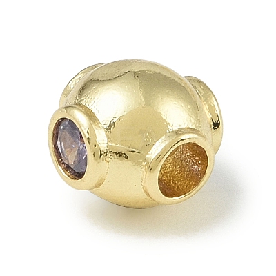 Rack Plating Brass Micro Pave Cubic Zirconia Beads KK-A220-24H-G-1