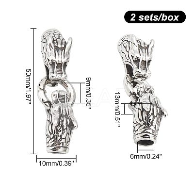 2 Sets Tibetan Style 304 Stainless Steel Spring Gate Rings STAS-UN0040-66-1