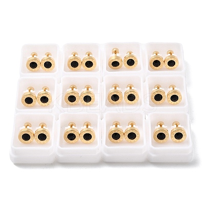 304 Stainless Steel Flat Round Stud Earrings EJEW-F396-01G-01-1