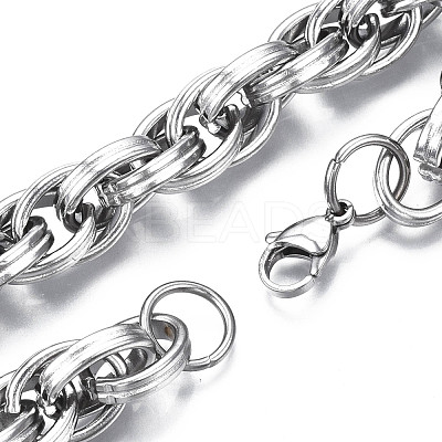 Non-Tarnish 201 Stainless Steel Rope Chain Bracelet for Men Women BJEW-S057-67-1