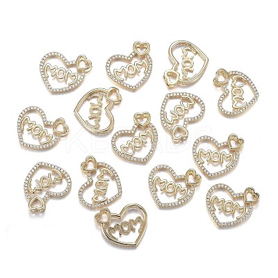 Brass Micro Clear Cubic Zirconia Pendants X-ZIRC-F120-045G-1