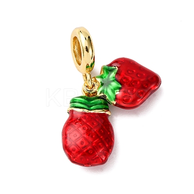 Brass Enamel European Dangle Charms KK-C119-03G-1