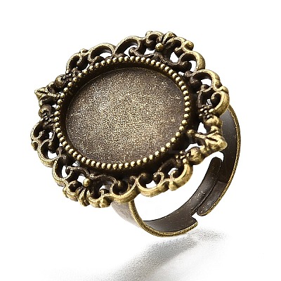 Vintage Adjustable Iron Finger Ring Components Alloy Cabochon Bezel Settings LS-X-PALLOY-Q300-09AB-NR-1