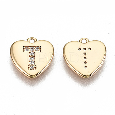 Brass Micro Pave Clear Cubic Zirconia Charms KK-N231-234T-NF-1
