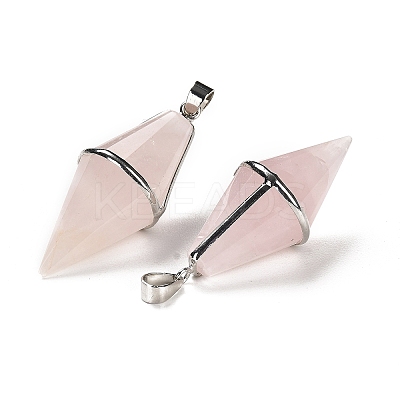 Natural Rose Quartz Pointed Pendants G-F763-04P-06-1