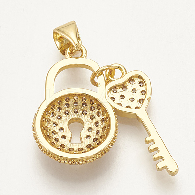 Brass Micro Pave Cubic Zirconia Pendants ZIRC-S061-59G-1