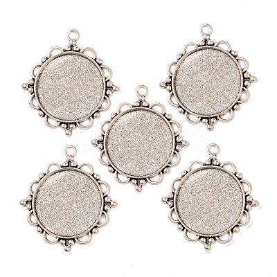 Tibetan Style Alloy Pendant Cabochon Settings TIBEP-N003-55AS-1