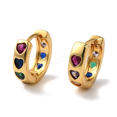 Rack Plating Brass Micro Pave Cubic Zirconia Hoop Earrings EJEW-L224-57G-01-1