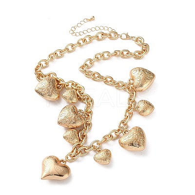 Alloy Flower Textured Heart Bib Necklaces for Women LS-NJEW-S458-01G-1